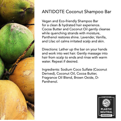 ANTIDOTE Shampoo Bar Coconut Ingredients