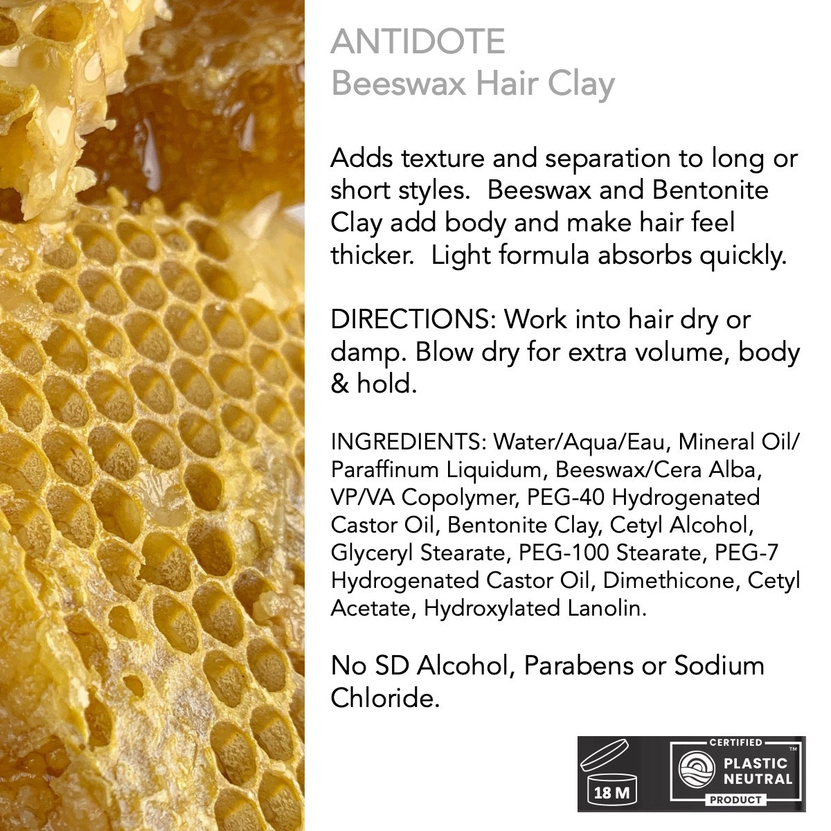 Matte finish hair clay texture with beeswax and bentonite clay